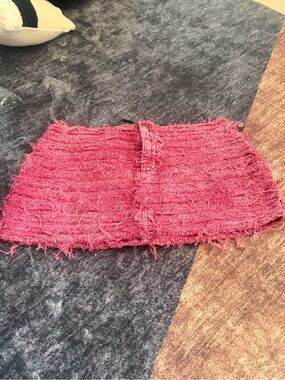 NWT Pink Frayed Mini Skirt - Stylish Textured Womens Skirt